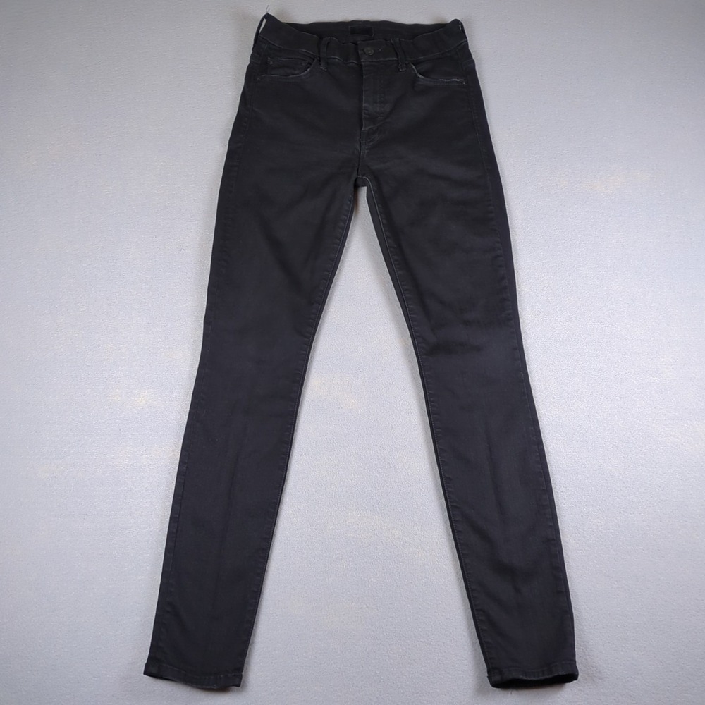 Mother High Waisted Looker Jeans Womens Black 26x29 Not Guilty Wash Dark Stretch